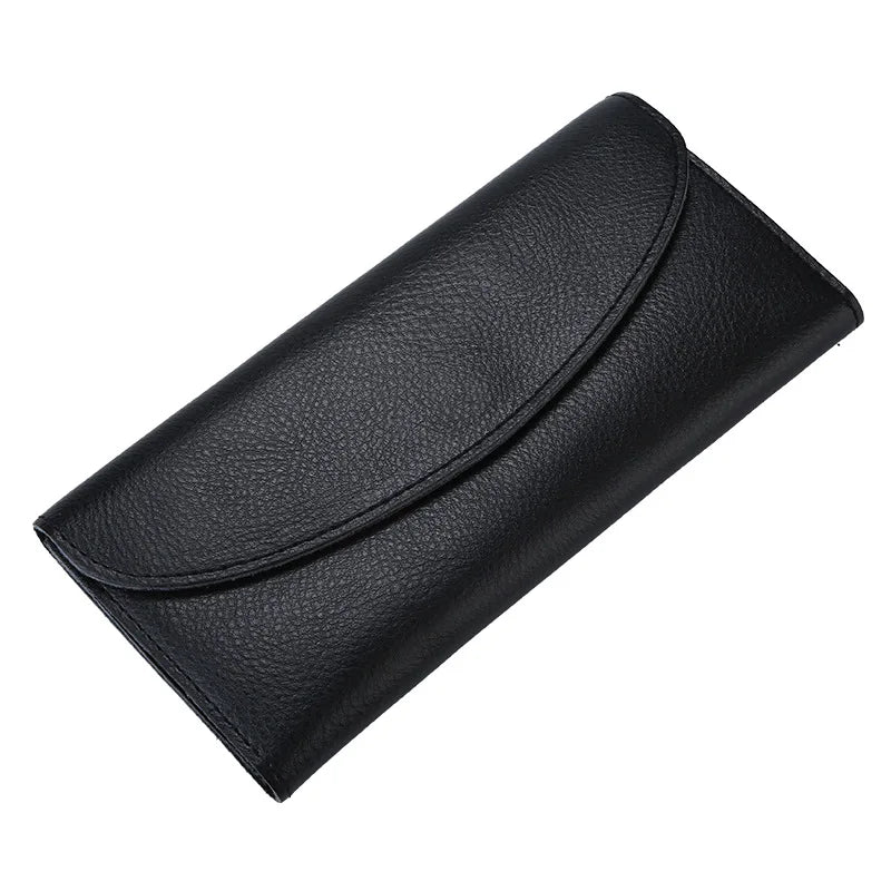 Genuine Leather Women Long Wallet Custom Letters Slim Female Clutch Bag Personalize Name Initials Folded Lady Card Holder Purse