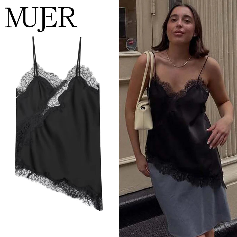 Women's Lace Trim Backless Cami Top