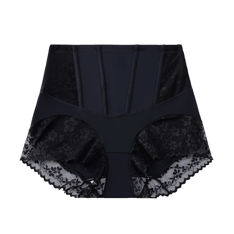 BZEL Women's Shaper Panties High-Waist Lace Sexy Lingerie Abdominal Tightener Comfortable Female Briefs Fishbone Waist Slimming