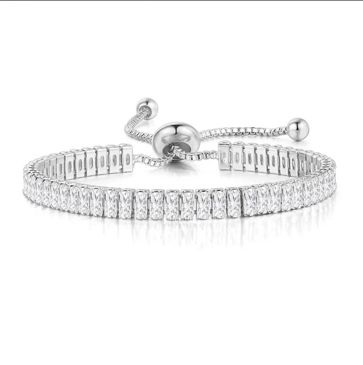 Black Iced Out Crystal Tennis Bracelets For Men Women Rectangle Zirconia Adjustable Chain on Hand Hip Hop Hippie Jewelry DZH051