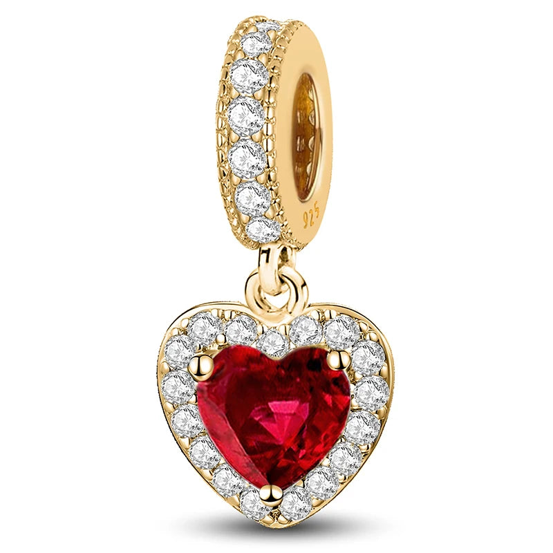 925 Silver Plated Cute Love Heart Firefly Golden Series Charms Bead Diy Bracelet Necklace Making Gift Of High Quality Jewelry