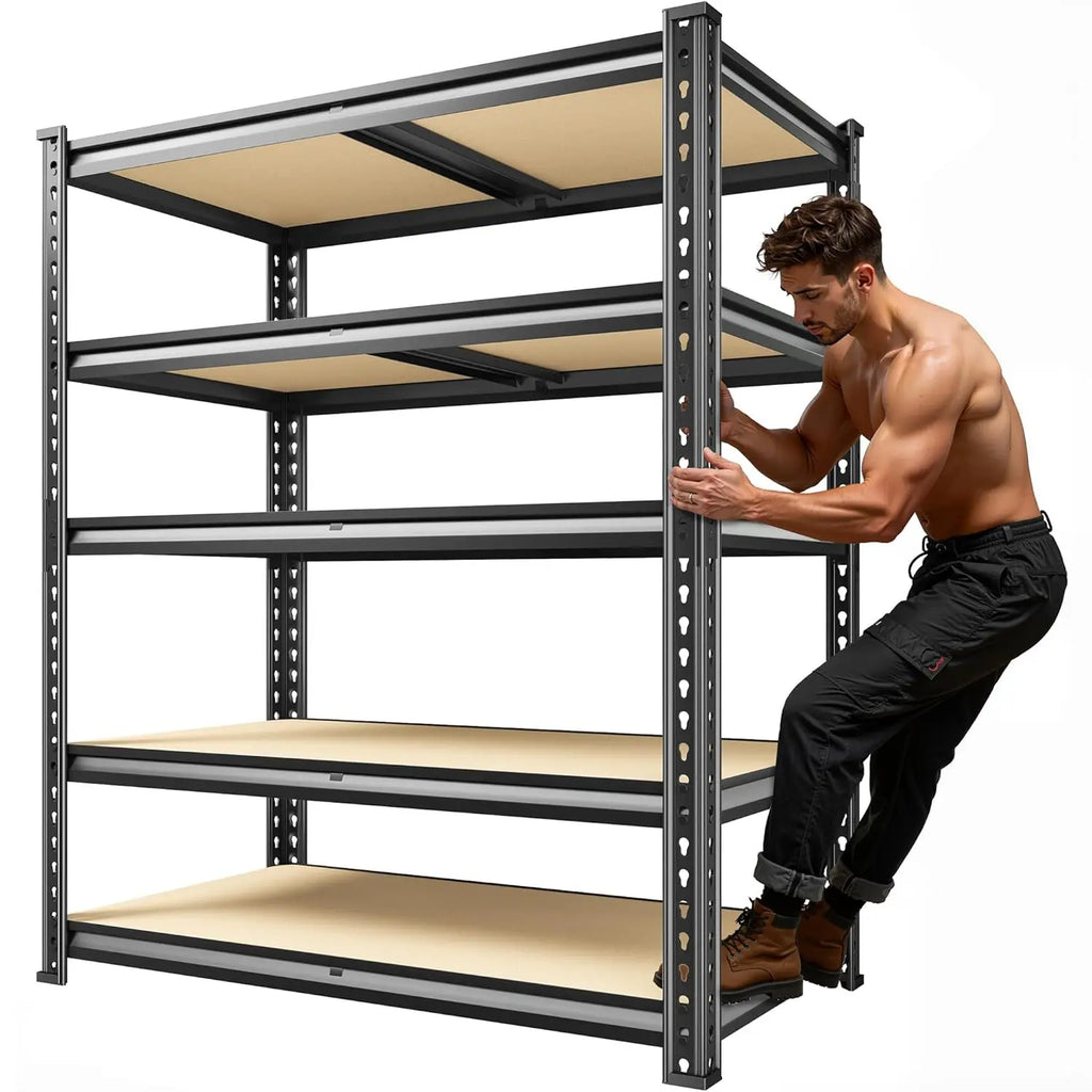 5-Tier Adjustable Metal Shelving 72.1" H 2030LBS Capacity Garage Storage Shelves Customized Organization for Tools And Supplies