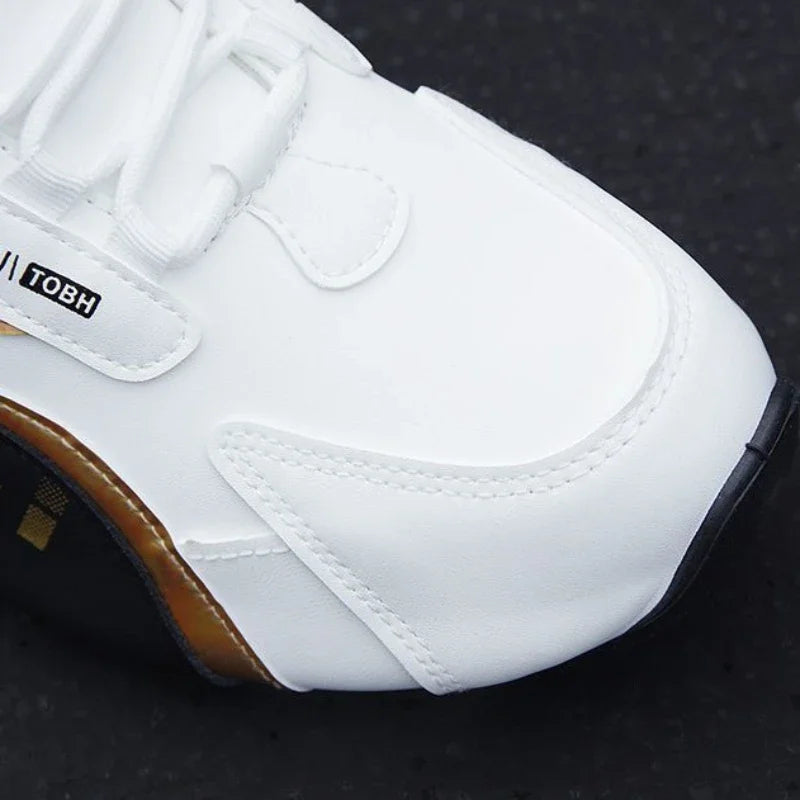 Men's PU Leather Waterproof Sneakers Casual Sports Shoes Men Lightweight Breathable Flat Non-slip Tenis Shoes