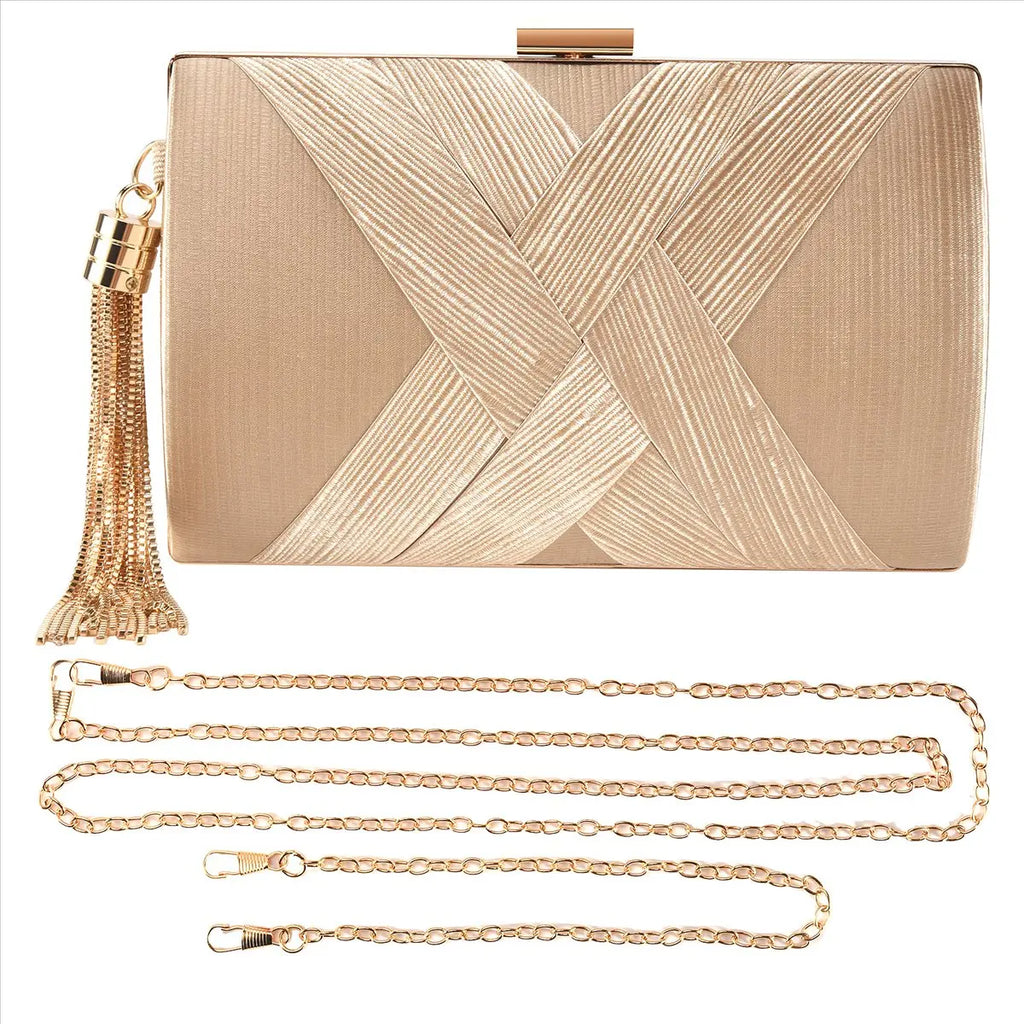 ABQR Tassel Fashion Ladies Clutch Bag Shoulder Handbags Female Party Wedding Evening Bag For Phone Purse Gold