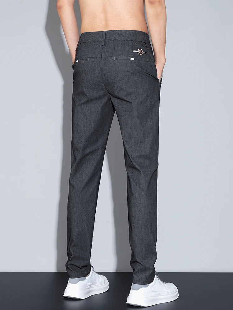 Cotton Thin Men's Business Casual Pants Summer Straight Slim Fit Fashion Stretch Solid Trousers Korean Men's Pants Size 28-38