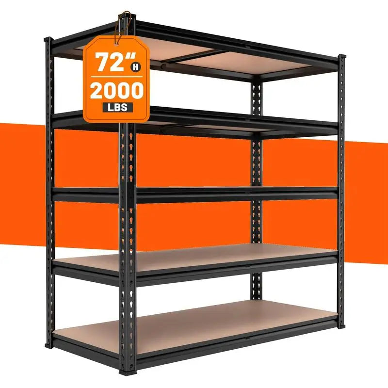 5 Tier Garage Shelving 72/60 Inch Height, 2000LB Capacity Heavy Duty Adjustable Storage Shelves for Closet Pantry Garage