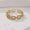 Fashion Zircon Twist Chain Open Rings For Women Gold Silver Color Elegant Finger Ring Female Korean Wedding Jewelry Gift