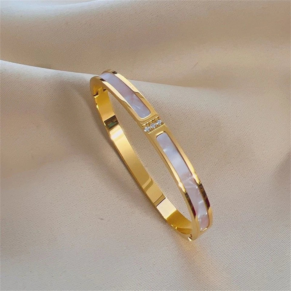 5/1pcs Sparkling Zirconia Inlaid Stainless Steel Bracelet Set for Women Stackable Bangles Fashion Non Fading Jewelry Gift