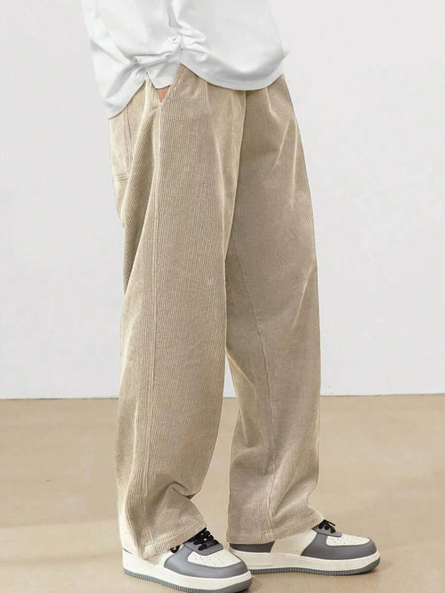 2026 new fashion Men's Corduroy Straight Casual Pants spring autumn Outdoor Streetwear with Drawstring Elastic Waist