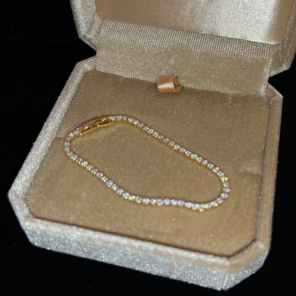 Luxury Classic Full of Rhinestones 18K Gold Plated Bracelets For Women Sparkling Simple Zircon Bracelets Jewelry Birthday Gifts