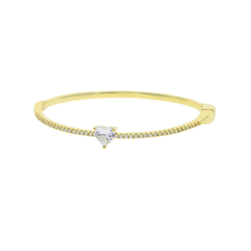 Single Heart Tear Rectangle Marquise Geometric Shaped Cubic Zirconia CZ Bangle Bracelet High Quality