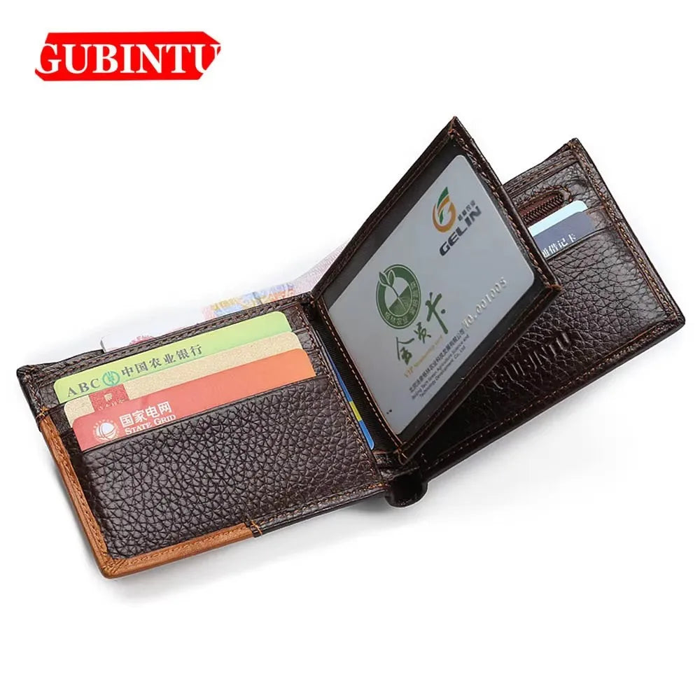 Name Customized Men's Short Wallet Genuine Cow Leather Retro Coin Pocket Card Holder Money Bag High-Quality Male Purse