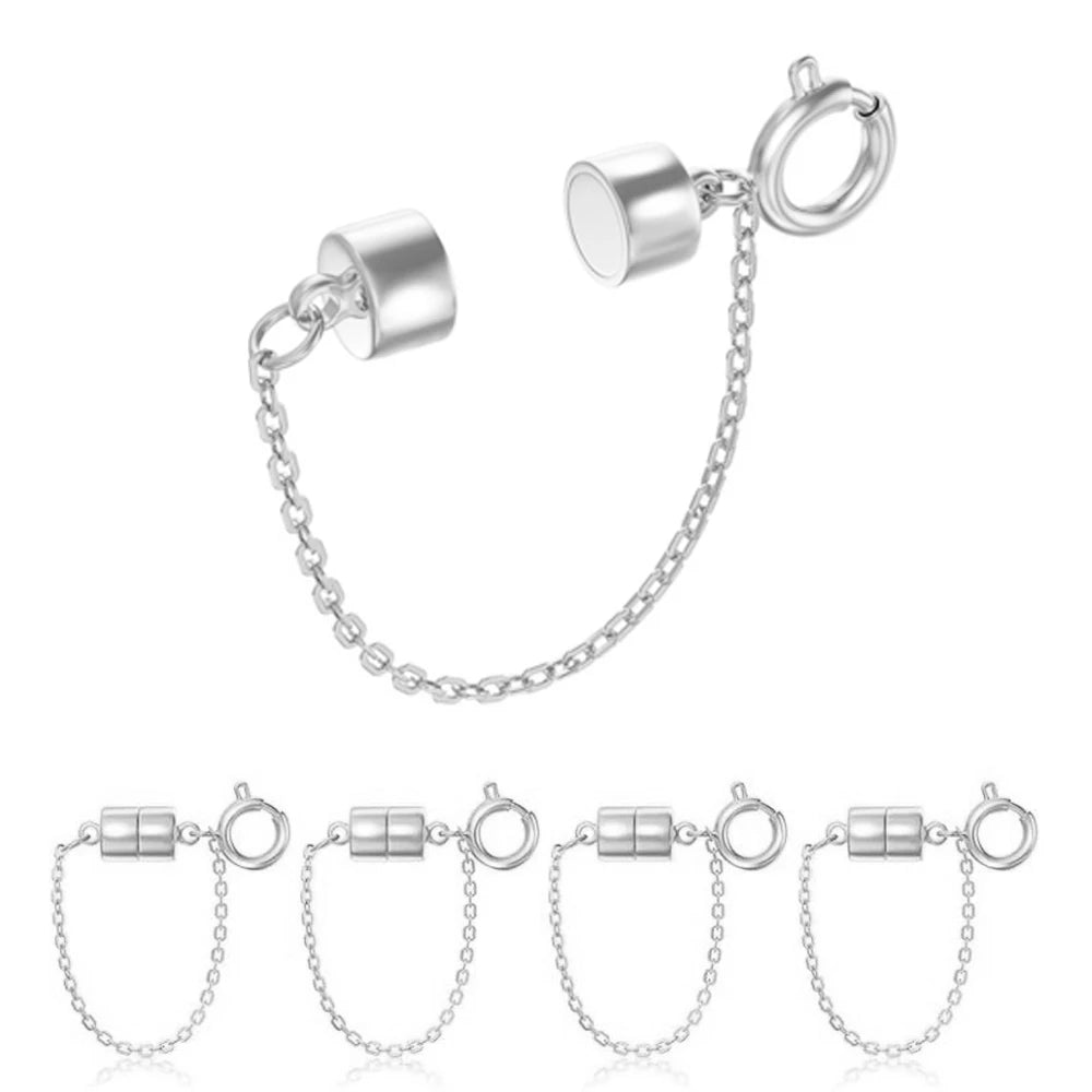 5Pcs Magnetic Bracelet Clasps and Closures with Safety Chain Never Fall Bracelet Extender Converter Magnetic Clasps for Women
