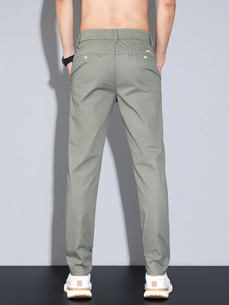 Cotton Thin Men's Business Casual Pants Summer Straight Slim Fit Fashion Stretch Solid Trousers Korean Men's Pants Size 28-38
