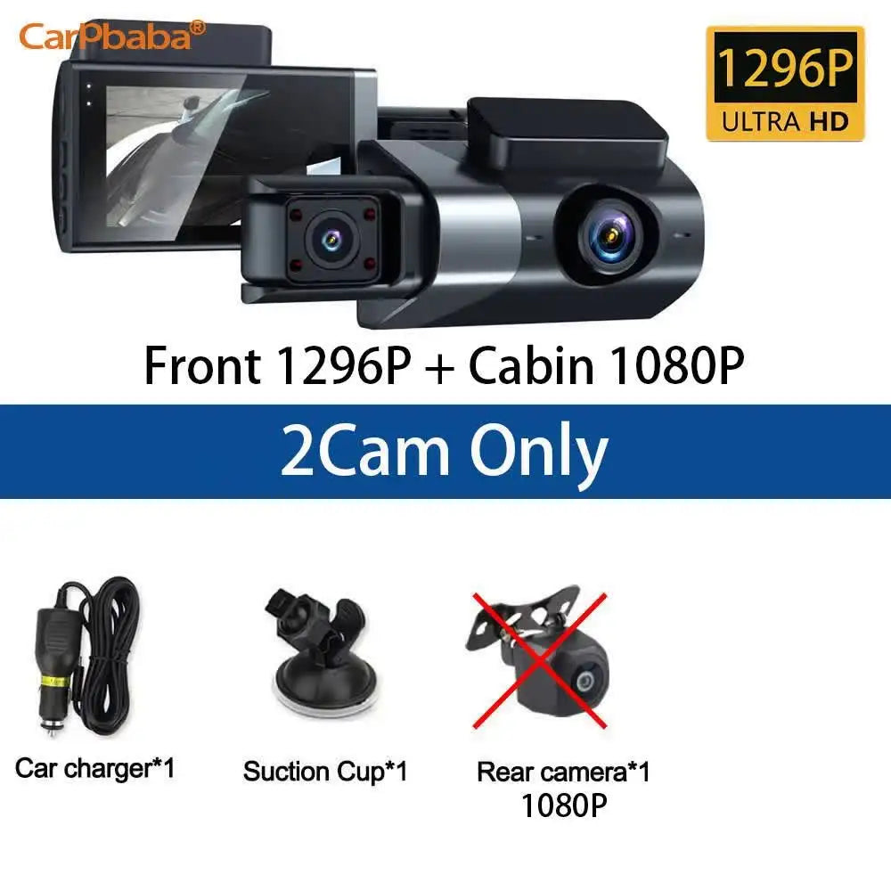 1296P DVR 2/3-Channel Front Inside Rear View Camera GPS WIFI Black Box Dash Cam For Cars Video Recorder Vehicle Car Accessories