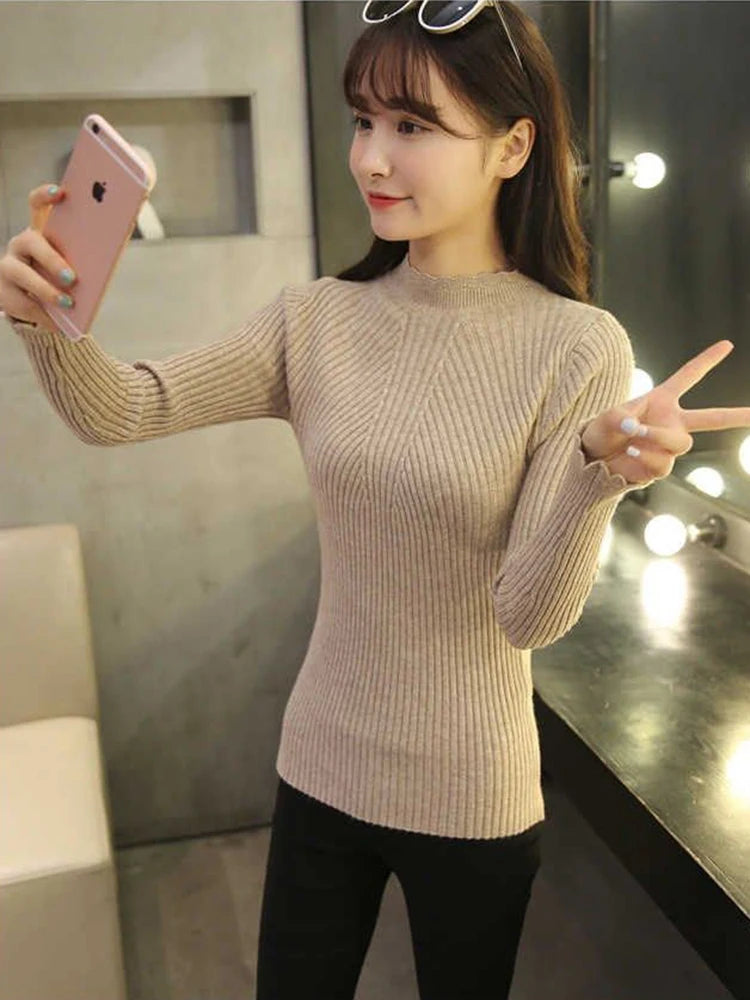 Women's Ribbed Mock Neck Sweater