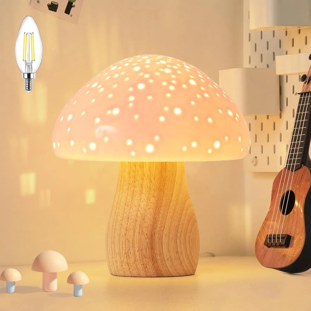Cute Mushroom Ceramic Bedside Lamp