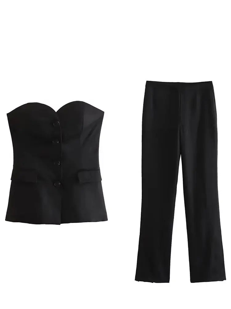 Women's Strapless Pant Suit Set