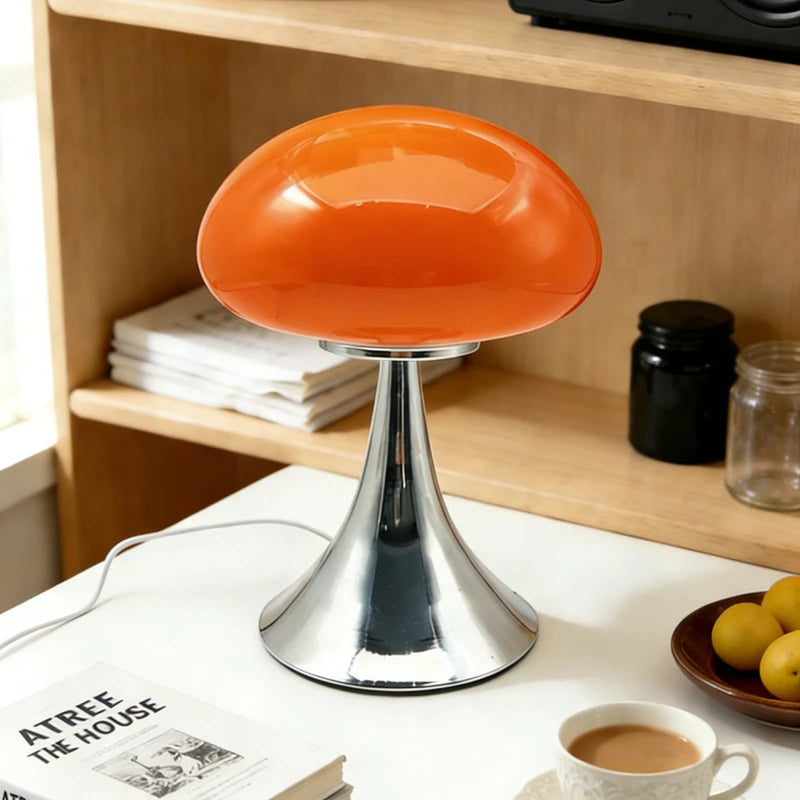 Bauhaus Mid-Century Ins Cream Style Table Lamp Nordic Designer Version French Apple Mushroom Glass Light High-End Light Luxury