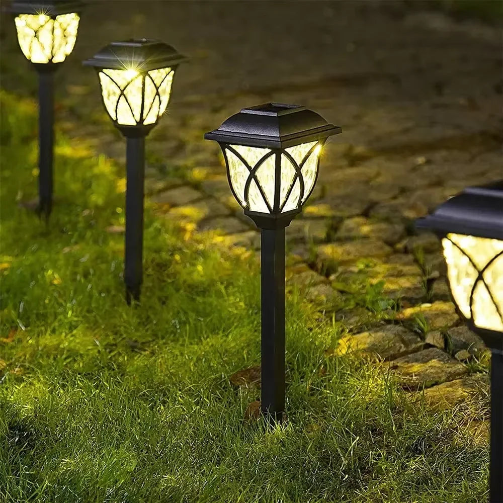 2 Pack LED Solar Lawn Lights Outdoor Waterproof Warm Light Model Garden Courtyard Walkway Villa Landscape Decorative Lights