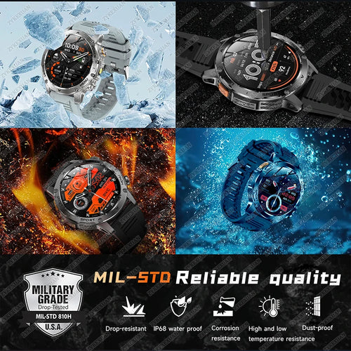 2025 New Military T-Rex 3 Ultra 1000mAh Battery Smart Watch IP68 Waterproof Flashlight Heart Rate Sports tracker Smartwatch Men