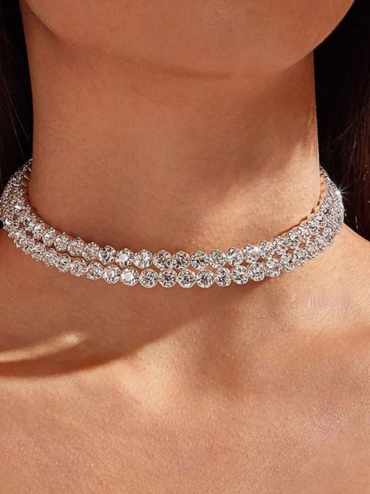Bling Diamond Choker Nelace Ele Layering Silver Alloy Women's Faion Jewelry Ins Trend Lobone Chain