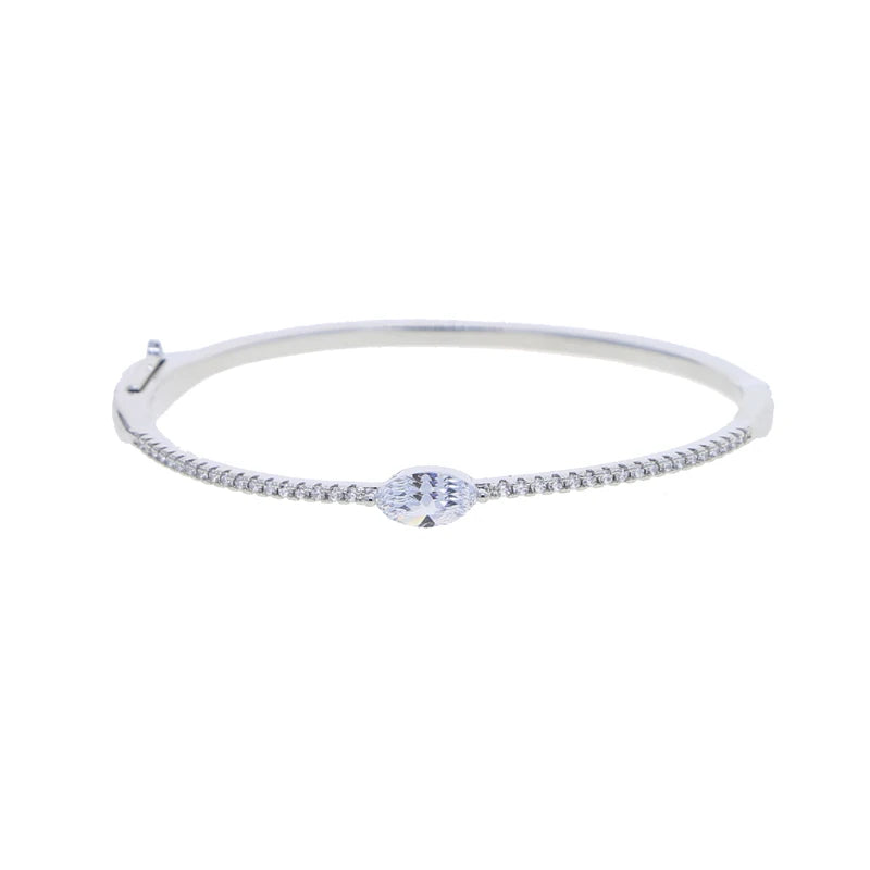 Single Heart Tear Rectangle Marquise Geometric Shaped Cubic Zirconia CZ Bangle Bracelet High Quality