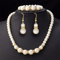 3in1 Set Elegant Simulated Pearl Necklace Earrings Bracelet Long Necklace Women Bridal Wedding Jewelry Gift
