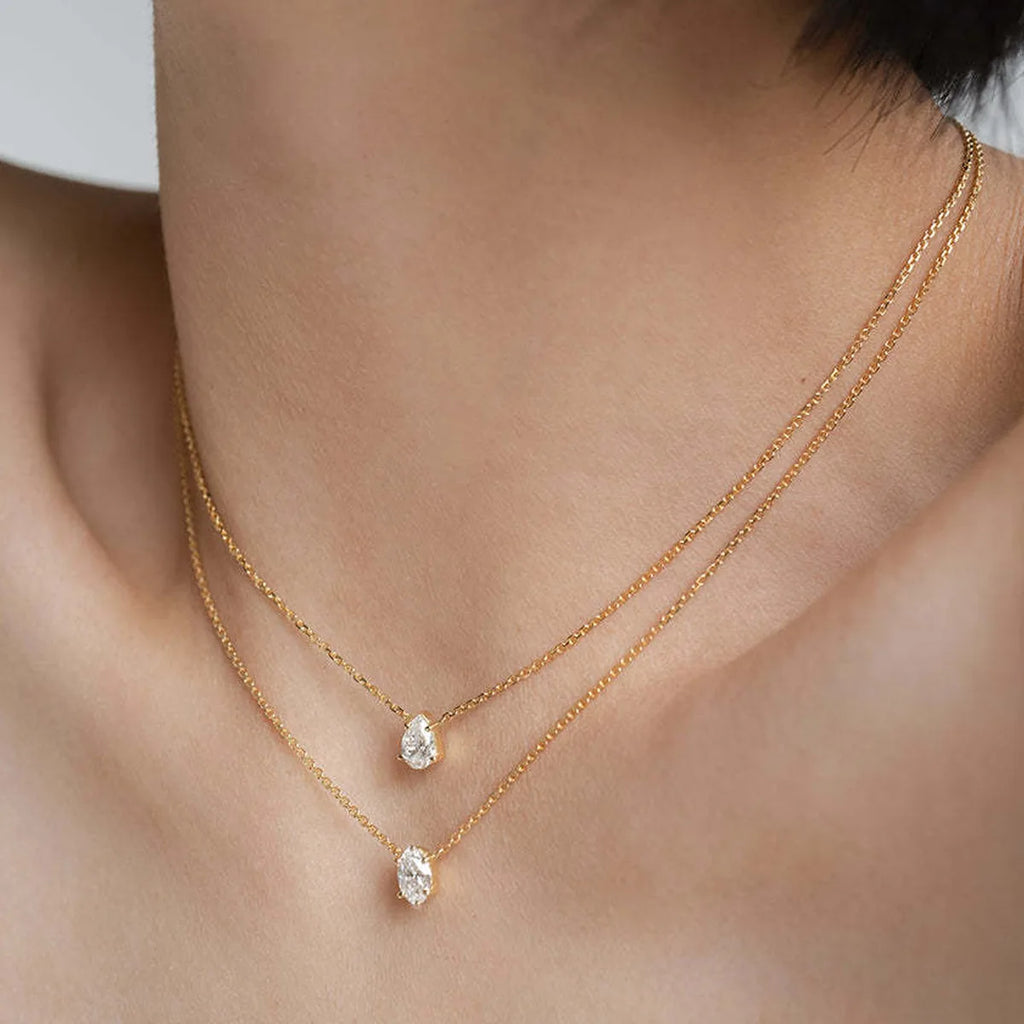 Multi-layer Five-pointed Star Heart Shape Water Drop Pendant Chain Necklace Alloy Material Glass Collarbone Chain Sexy Women New