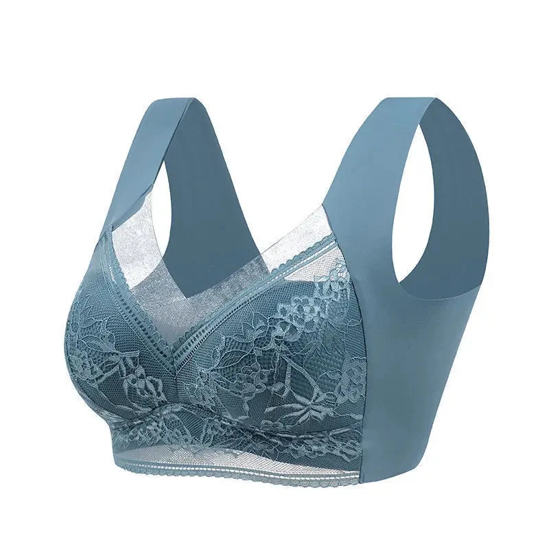 FallSweet Seamless Ice Silk Push Up Bra for Women Wireless Lace Bralette Plus Size Brassiere Summer Comfort Underwear Lingerie