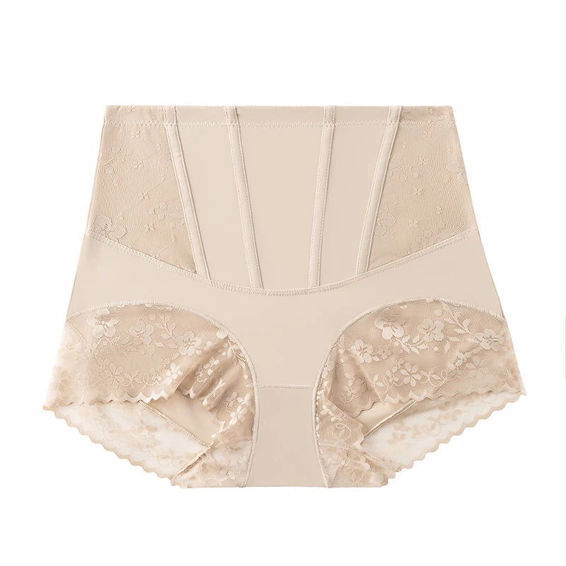 BZEL Women's Shaper Panties High-Waist Lace Sexy Lingerie Abdominal Tightener Comfortable Female Briefs Fishbone Waist Slimming