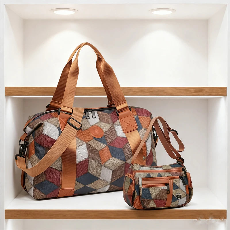 Diamond Splicing Fashionable Combination Set, High-Quality Casual Versatile, Adjustable Shoulder Strap, Versatile for Daily Use