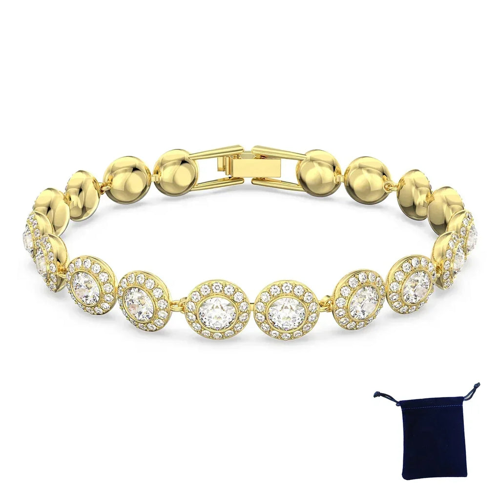 High Quality Women's Classic Happiness Diamond Round Crystal Necklace Set S925 Silver Gorgeous Una Angelic Series Jewelry Set