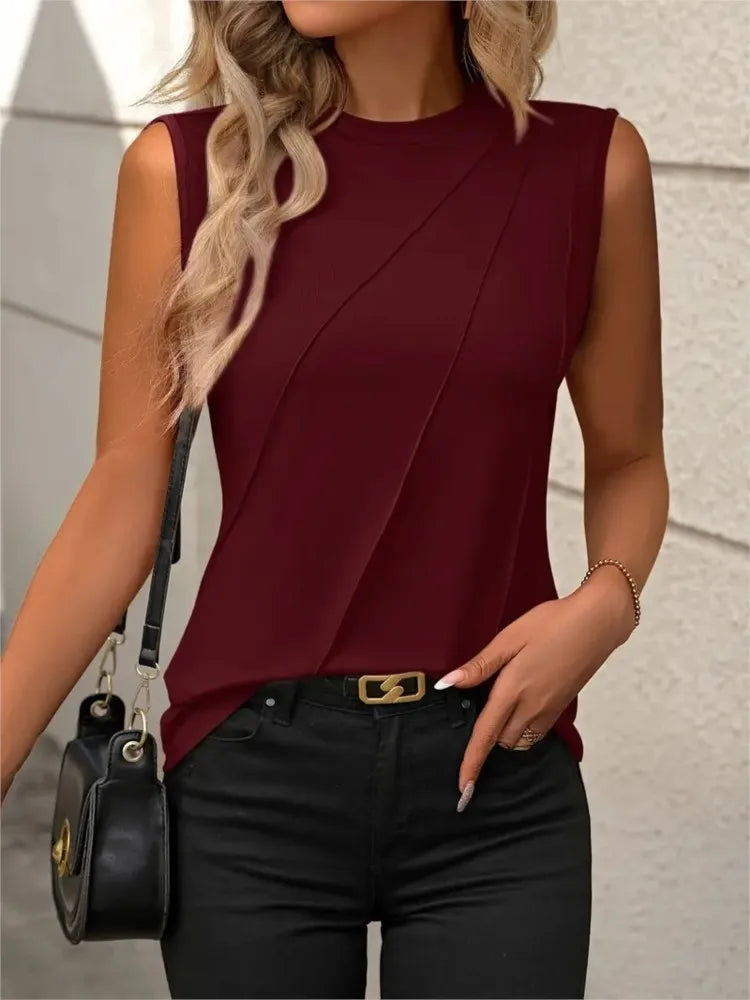 Minimalist O-Neck Sleeveless Summer Tank Top