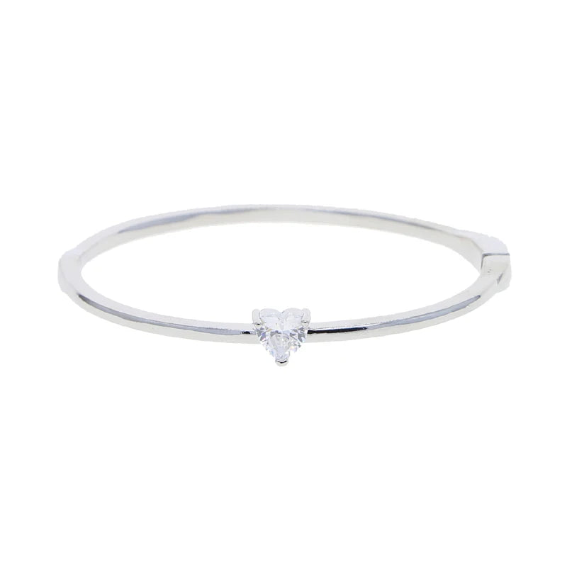 Single Heart Tear Rectangle Marquise Geometric Shaped Cubic Zirconia CZ Bangle Bracelet High Quality
