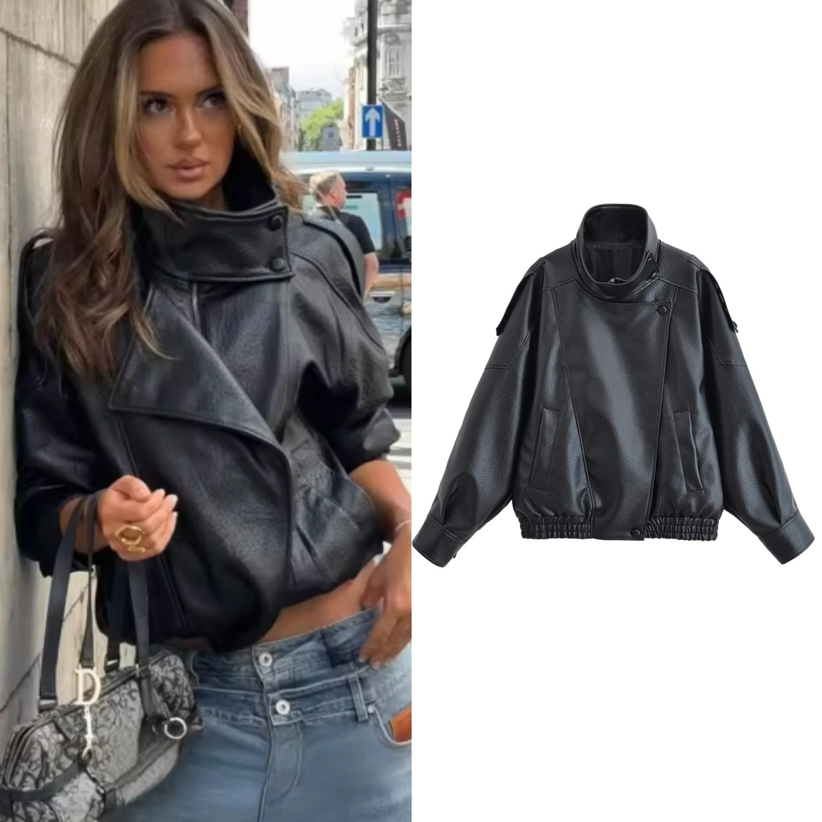 Women's Faux Leather Biker Jacket