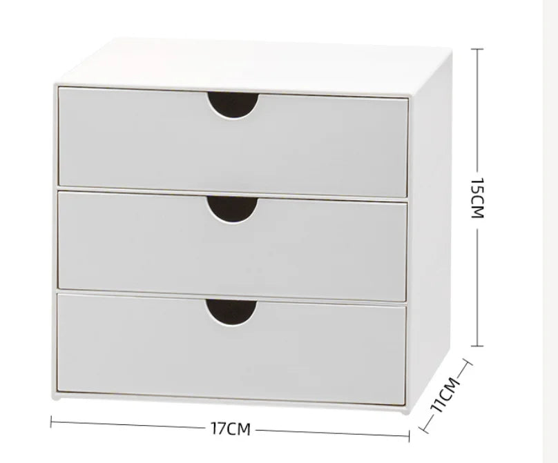 3-Tier Stackable Plastic Storage Box Drawer Rack White Office Home Organizer Multi-Purpose Shelf Desk Organization with Handles