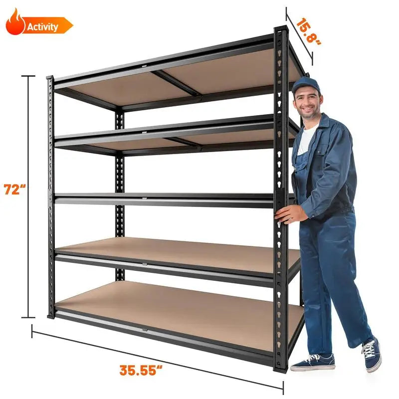 5 Tier Garage Shelving 72/60 Inch Height, 2000LB Capacity Heavy Duty Adjustable Storage Shelves for Closet Pantry Garage