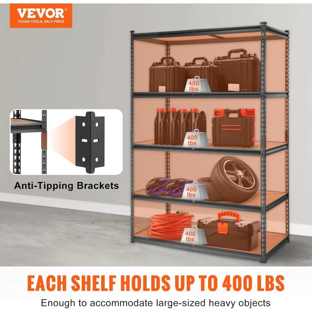 Storage Shelving Unit, 5-Tier Adjustable Storage Shelves, 48 L x 24 W x 72 H Heavy Duty Garage Storage Shelves, Metal