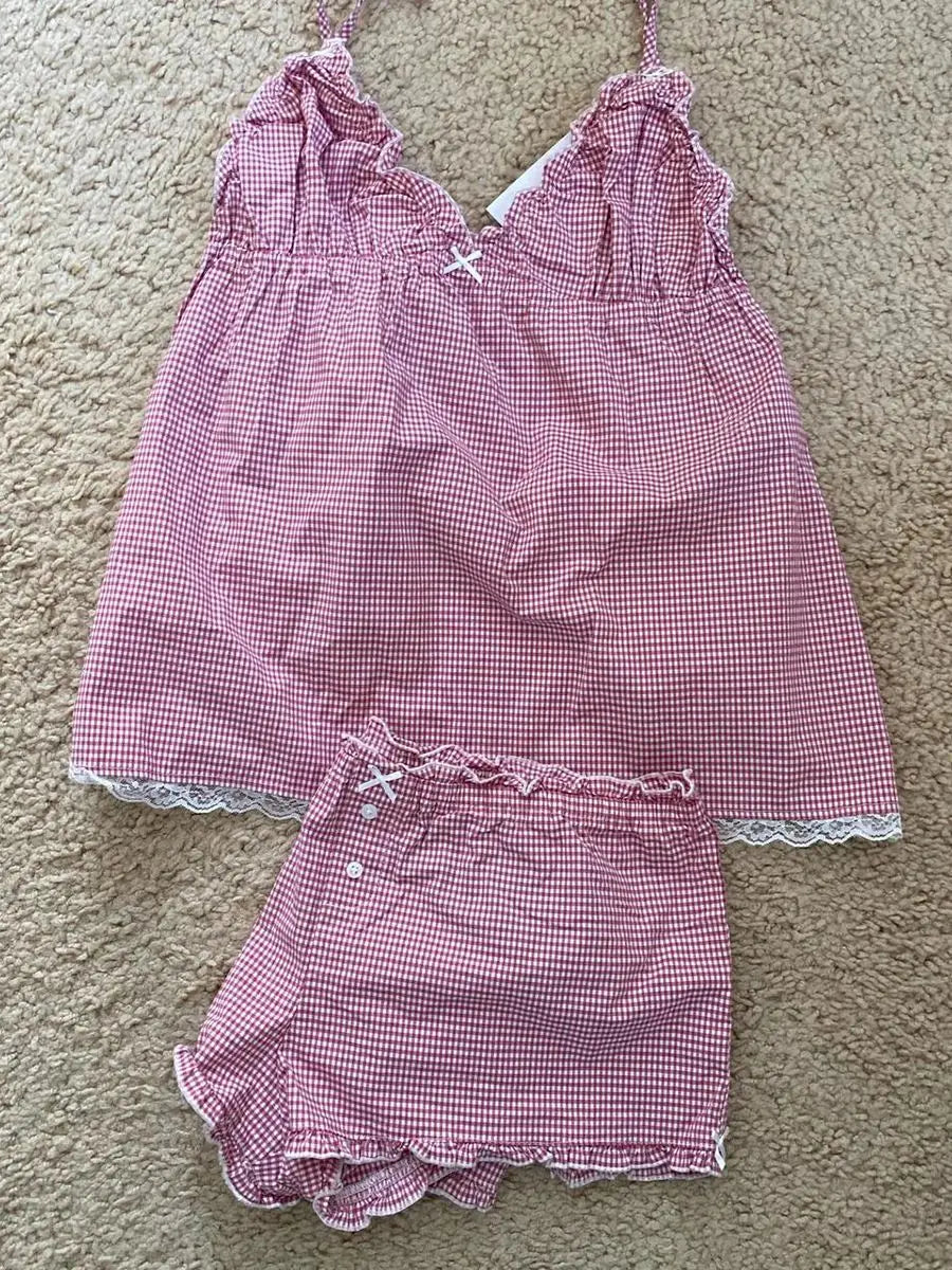 Plaid Cami & Shorts Lounge Set