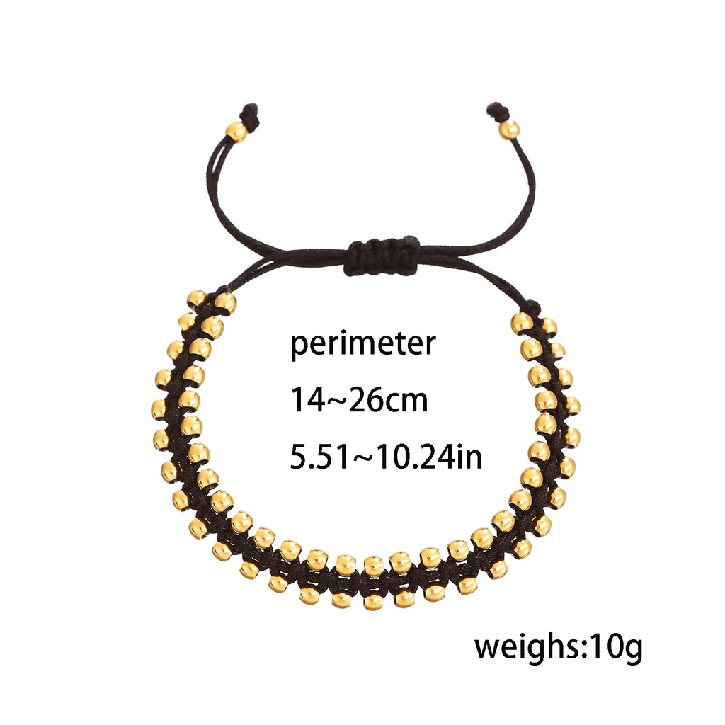Handmade Braided Bracelet Jewelry for Women 4mm High Quality Gold Plated Beads Bracelets Bijoux Fashion Pulseras Femme