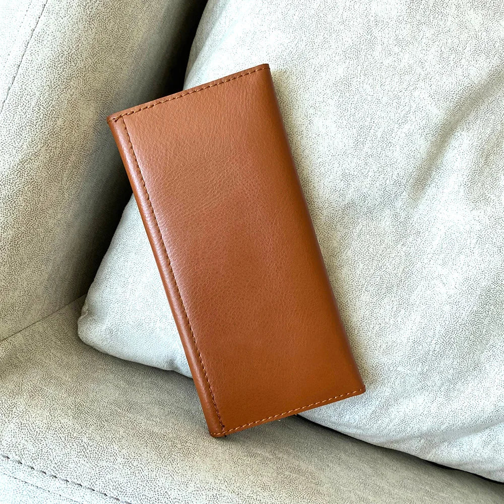 Genuine Leather Women Long Wallet Custom Letters Slim Female Clutch Bag Personalize Name Initials Folded Lady Card Holder Purse
