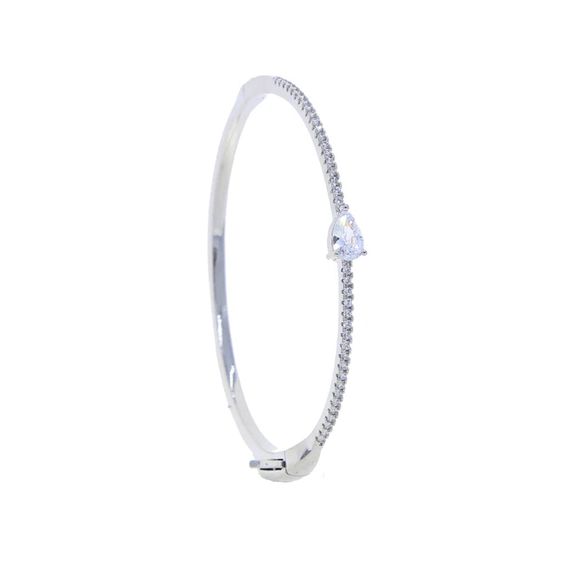 Single Heart Tear Rectangle Marquise Geometric Shaped Cubic Zirconia CZ Bangle Bracelet High Quality
