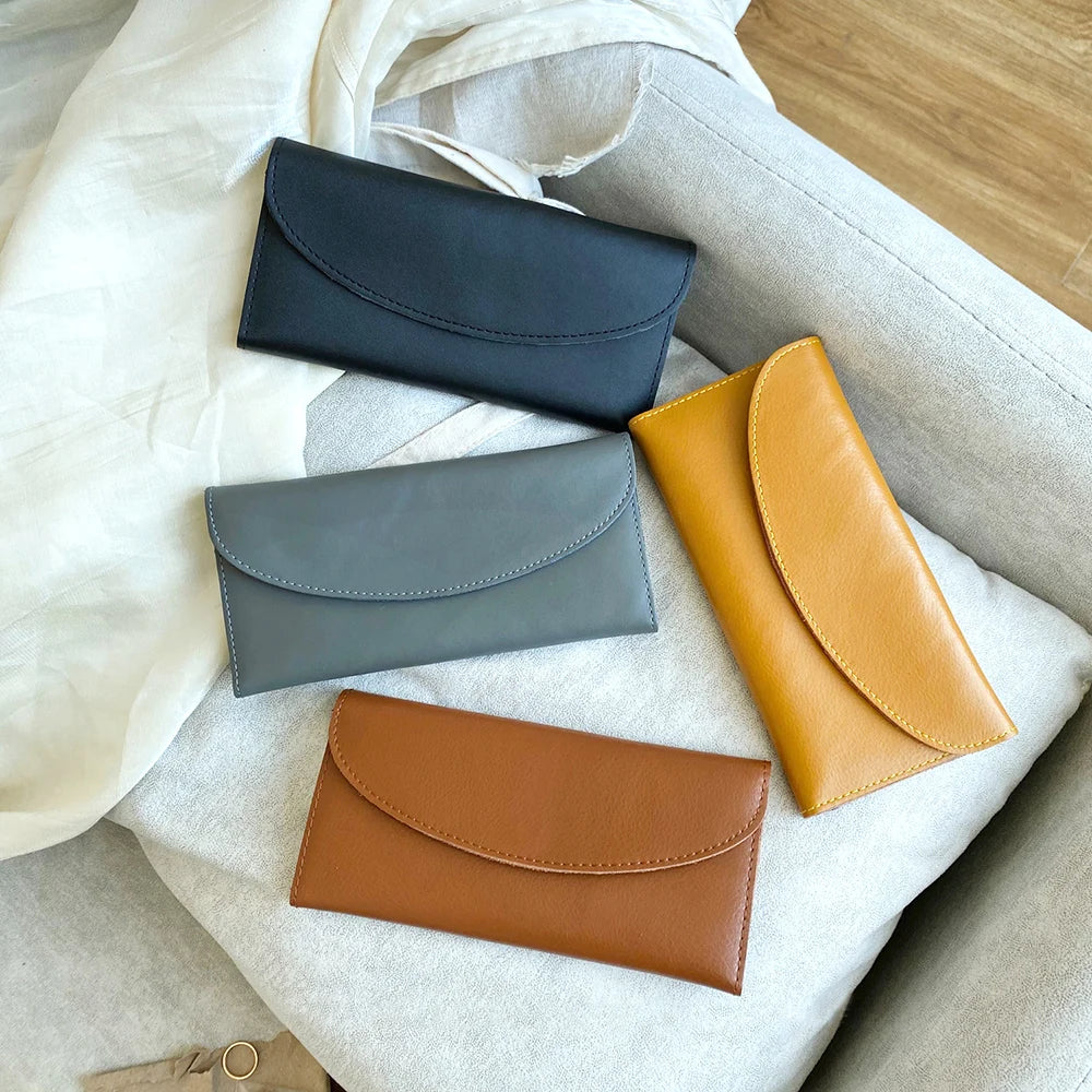 Genuine Leather Women Long Wallet Custom Letters Slim Female Clutch Bag Personalize Name Initials Folded Lady Card Holder Purse