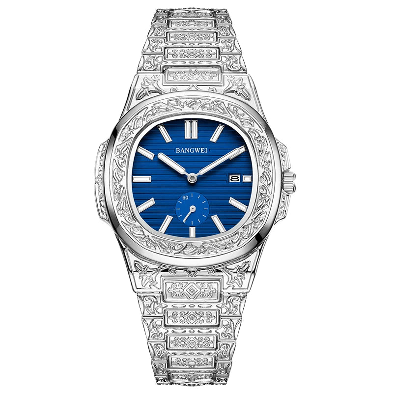 BANGWEI Men's Watch Classic Business Men Wristwatch Square Dial Date Waterproof Male's Quartz Watch Luminous Clock Reloj Hombre