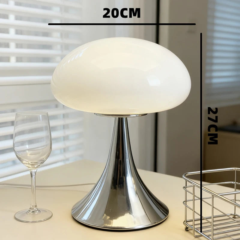 Bauhaus Mid-Century Ins Cream Style Table Lamp Nordic Designer Version French Apple Mushroom Glass Light High-End Light Luxury