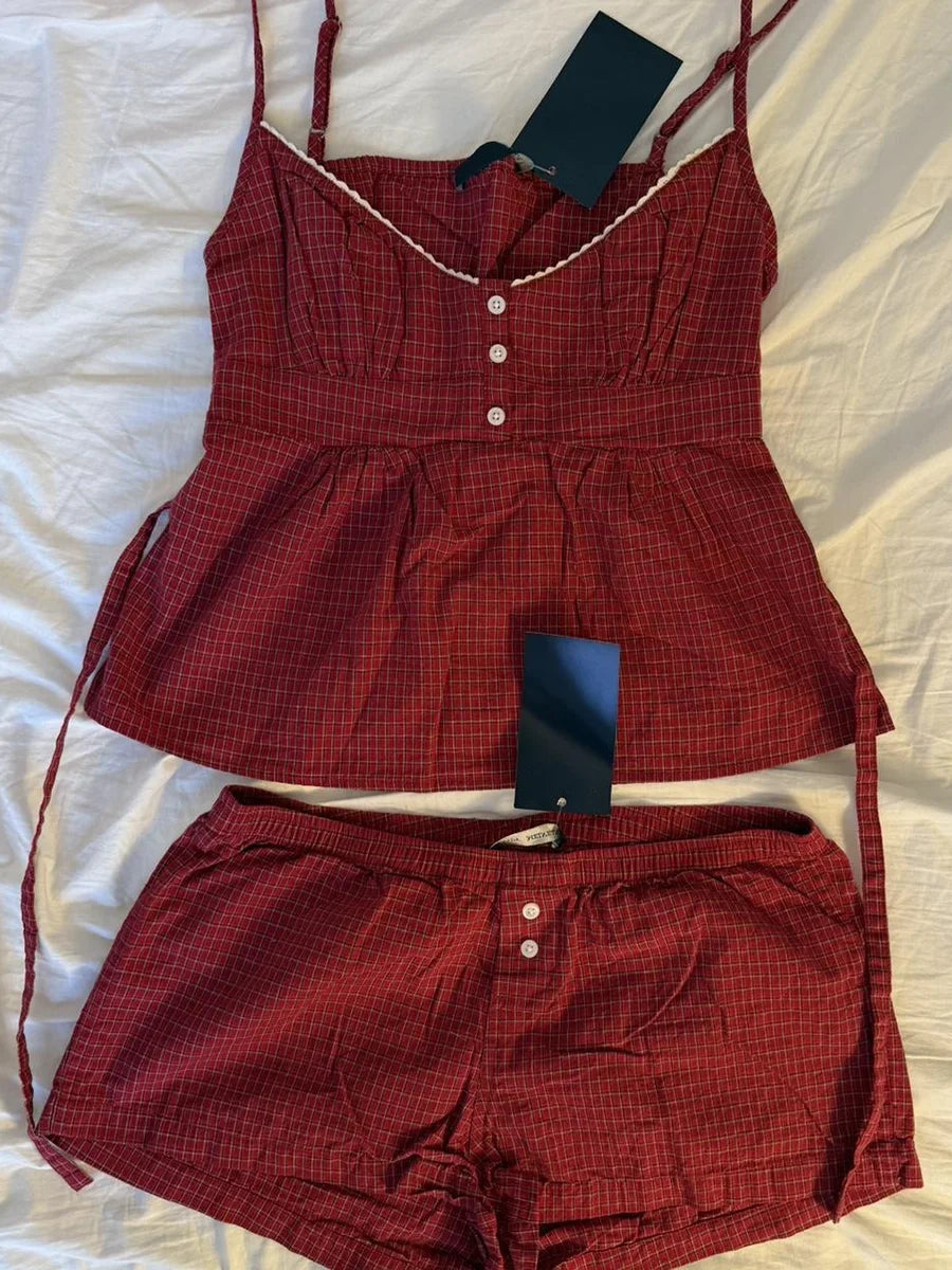 Plaid Cami & Shorts Lounge Set