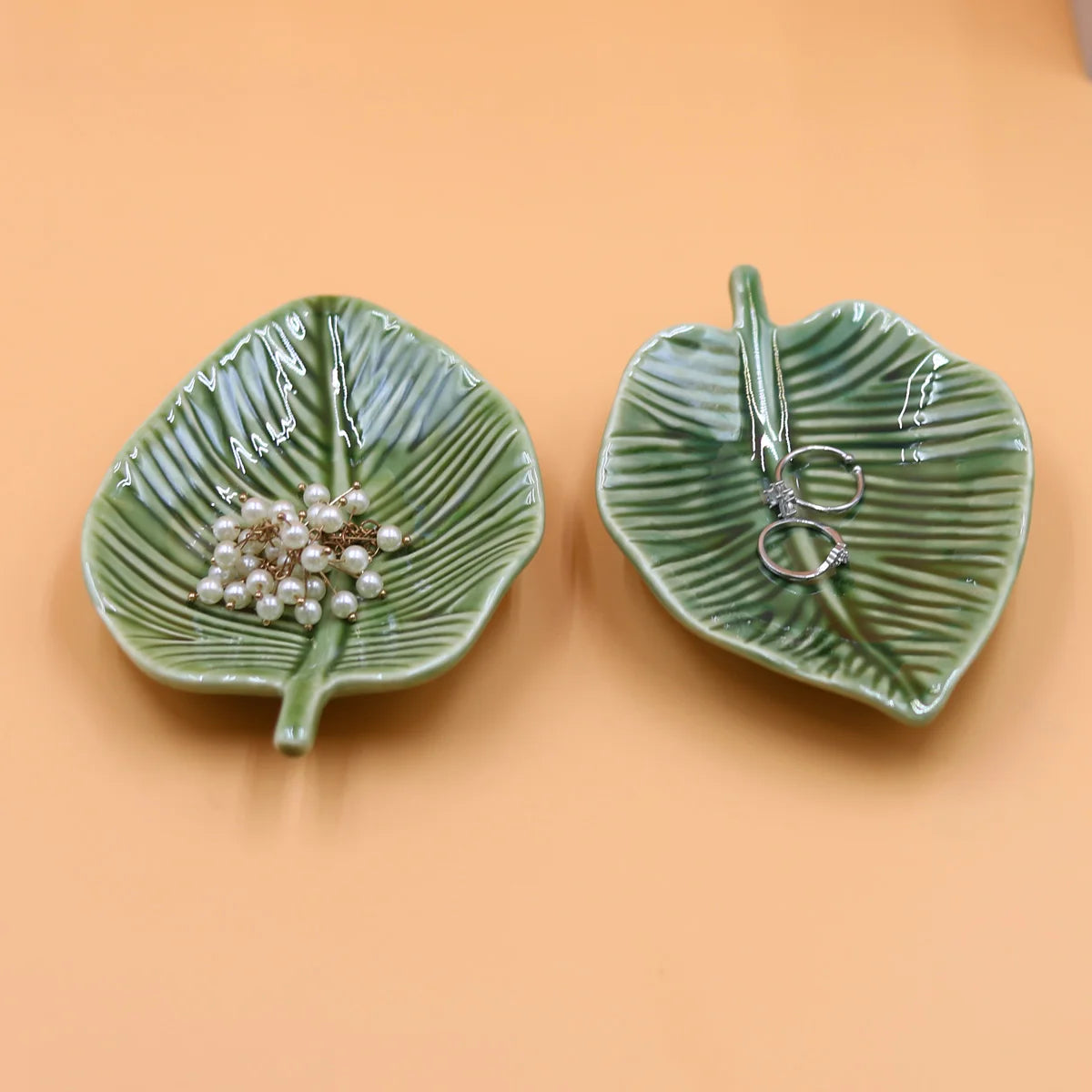 1Pcs Leaf-Shaped Jewelry Organizer Tray for Rings, Earrings, Bracelets & Keys‌ Storage Tray