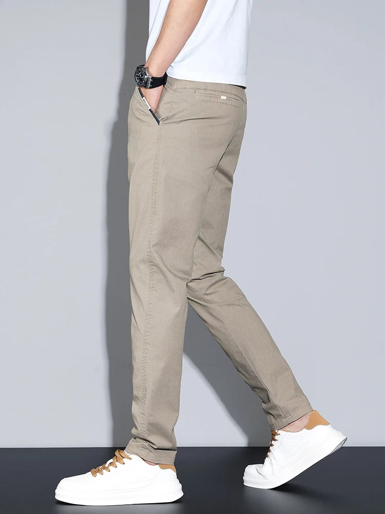 Cotton Thin Men's Business Casual Pants Summer Straight Slim Fit Fashion Stretch Solid Trousers Korean Men's Pants Size 28-38