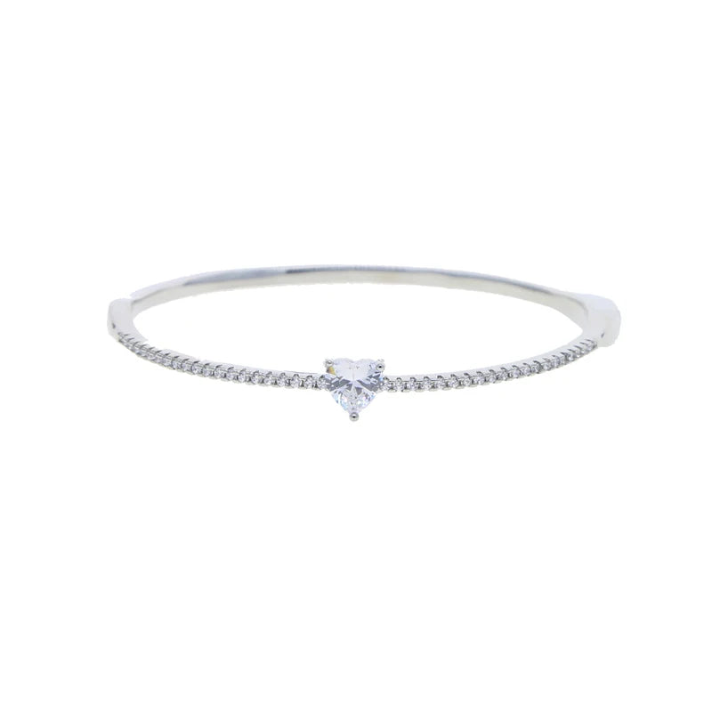 Single Heart Tear Rectangle Marquise Geometric Shaped Cubic Zirconia CZ Bangle Bracelet High Quality